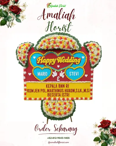 Karangan Papan Bunga Pernikahan di Sigedong